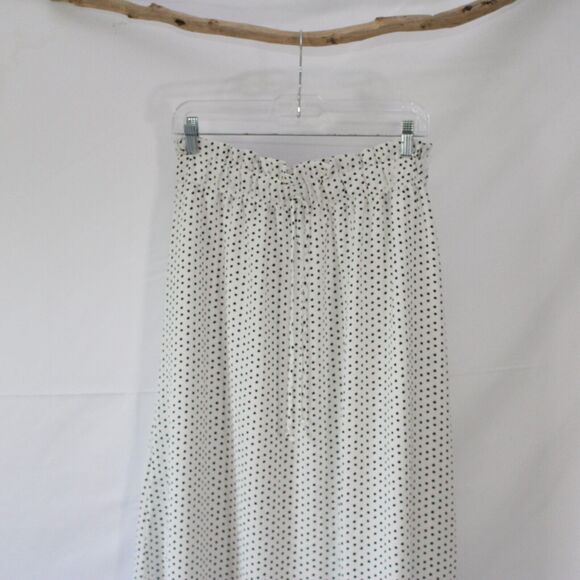 LELIS Long Modest White Black Polka Dot Lined Skirt Size M Medium Elastic Waist - Picture 2 of 8